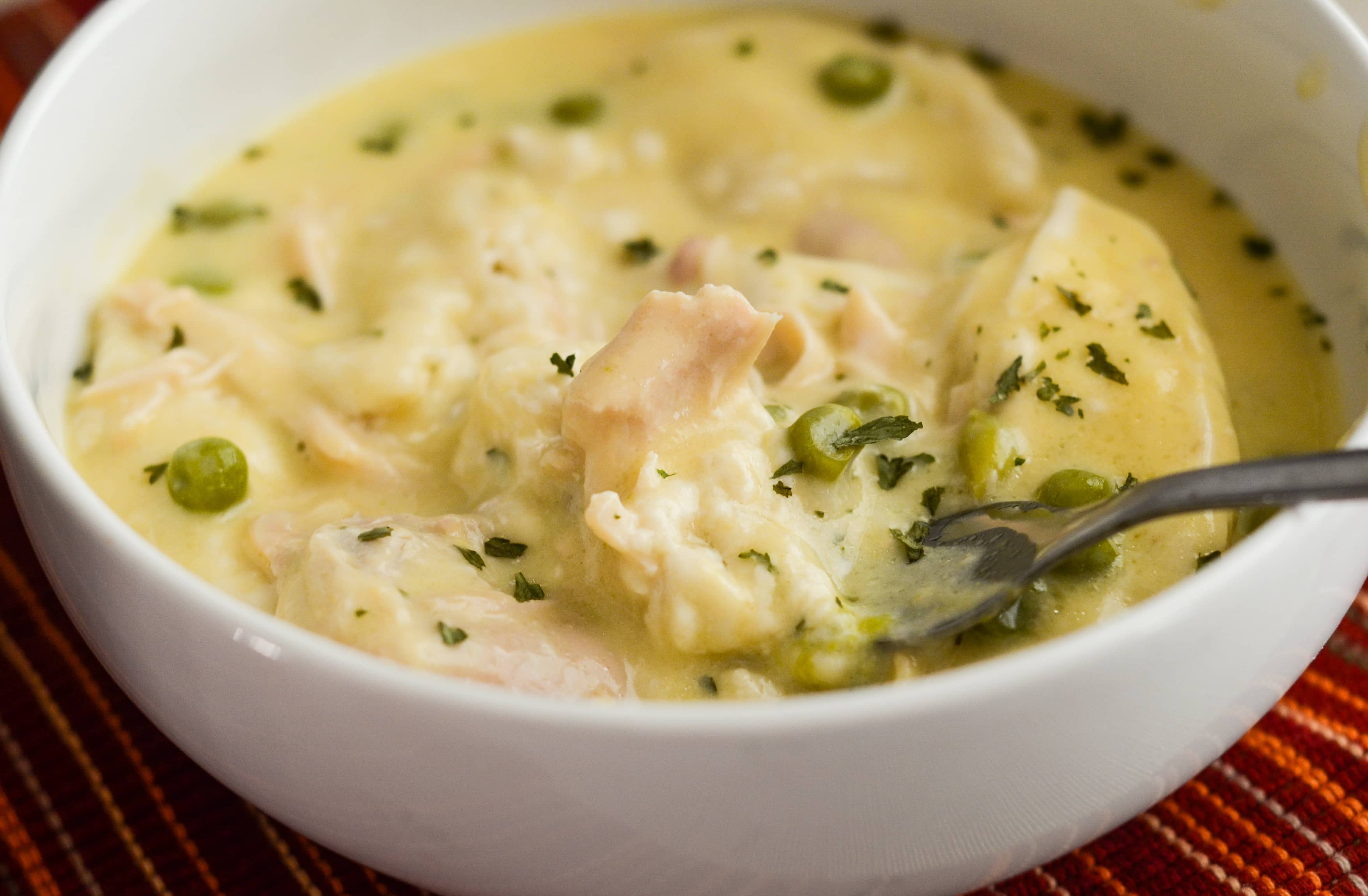 Slow Cooker Chicken and Dumplings with Biscuits