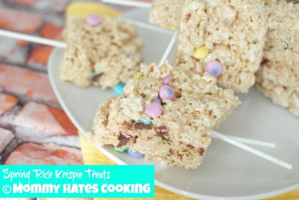 Spring Rice Krispie Treats with M&Ms