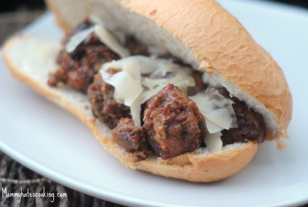 Slow Cooker BBQ Meatball Subs