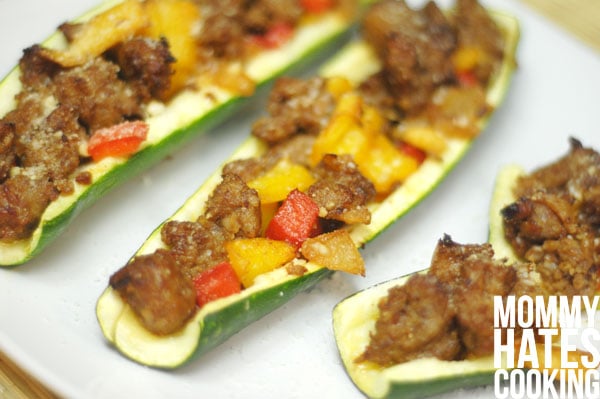 Parmesan Pork Zucchini Boats