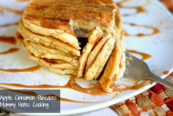 Apple Cinnamon Pancakes with Caramel Sauce