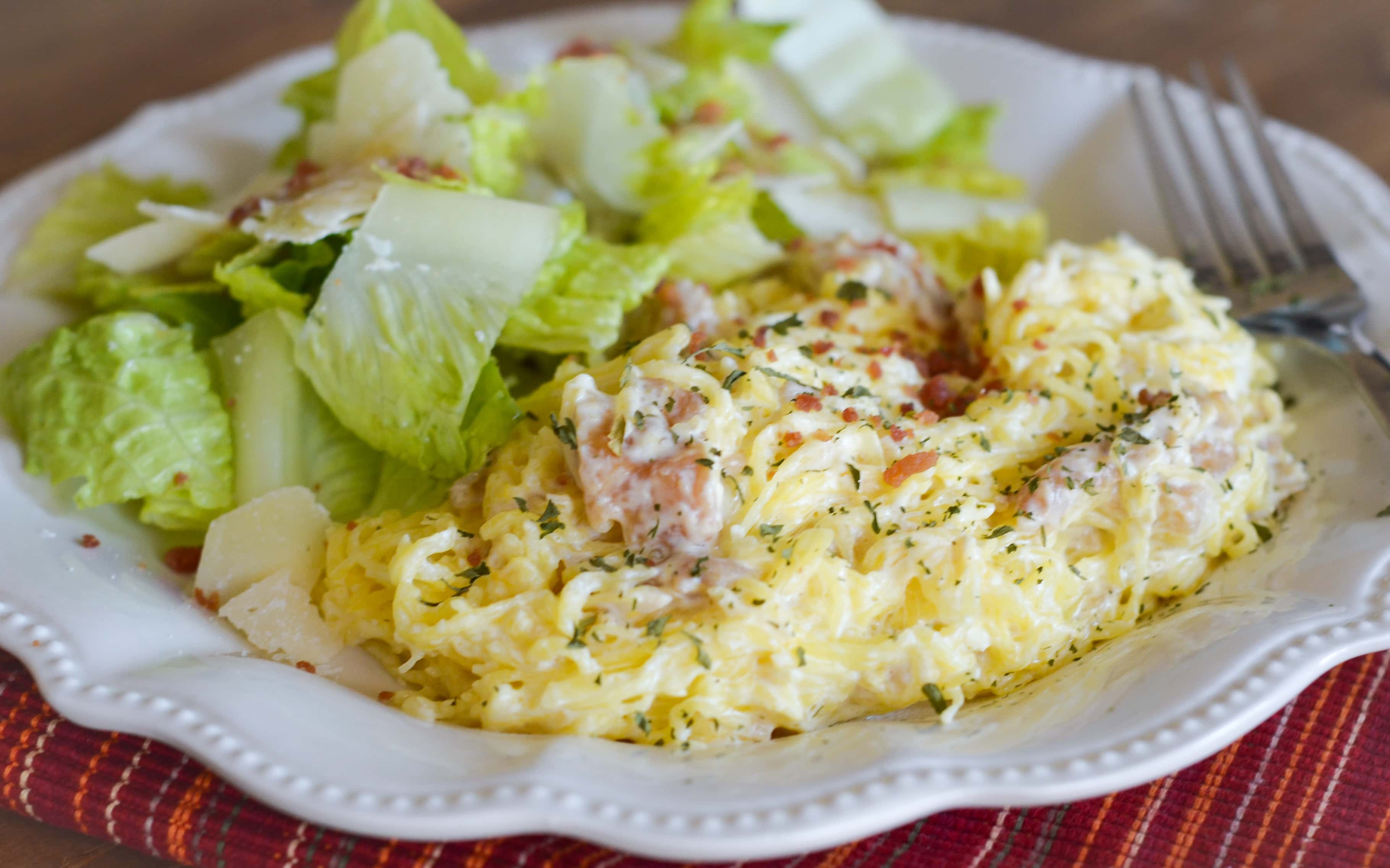 Spaghetti Squash Chicken Alfredo