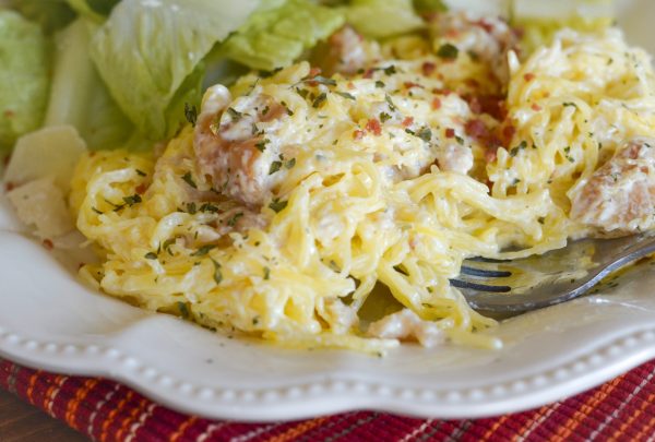 Spaghetti Squash Chicken Alfredo