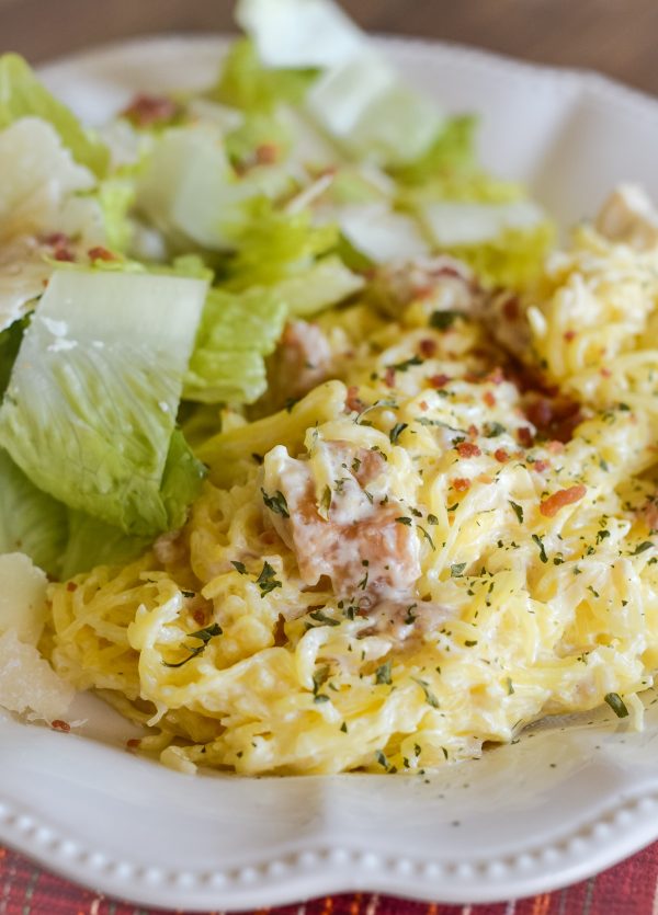 Spaghetti Squash Chicken Alfredo