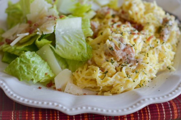 Spaghetti Squash Chicken Alfredo