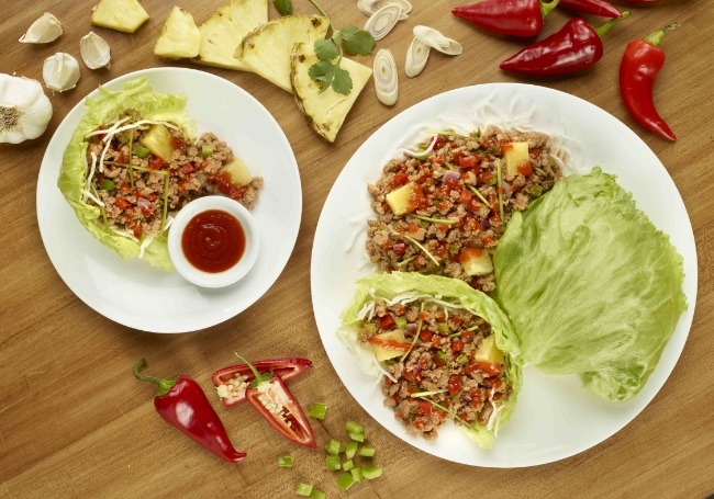 Sriracha Pineapple Pork Lettuce Wraps at Pei Wei