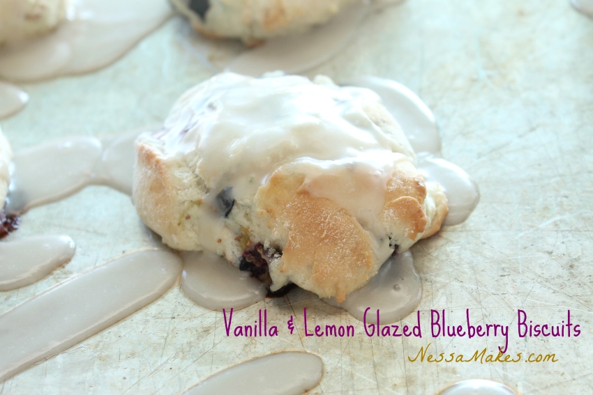 Vanilla & Lemon Glazed Blueberry Biscuits