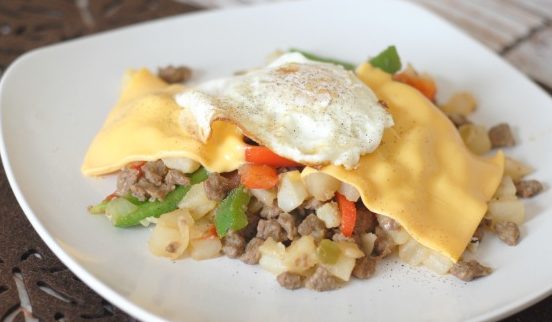 Cheesy Sausage & Egg Hash