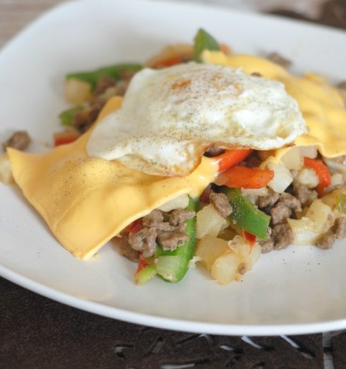 Cheesy Sausage and Egg Hash