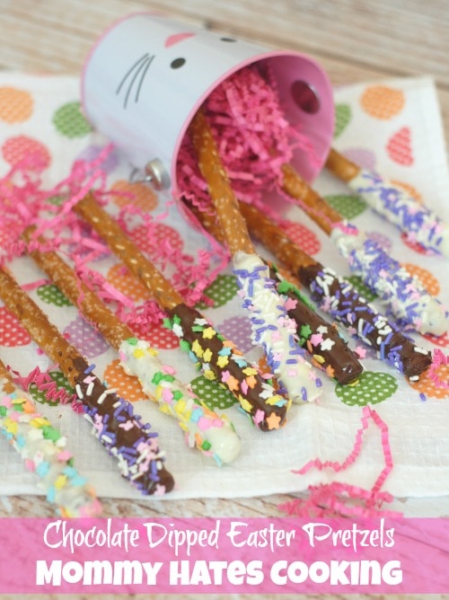 Chocolate Dipped Easter Pretzels