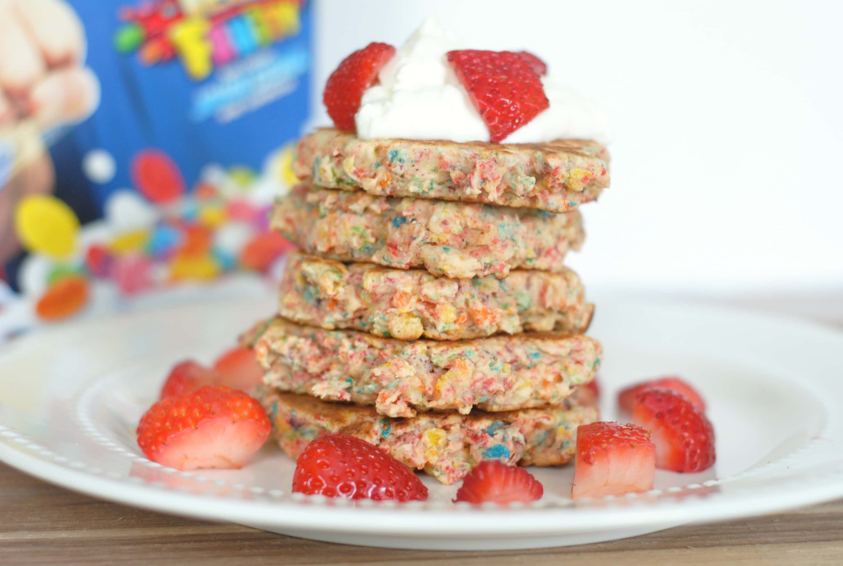 Fruity Pebbles Confetti Pancakes