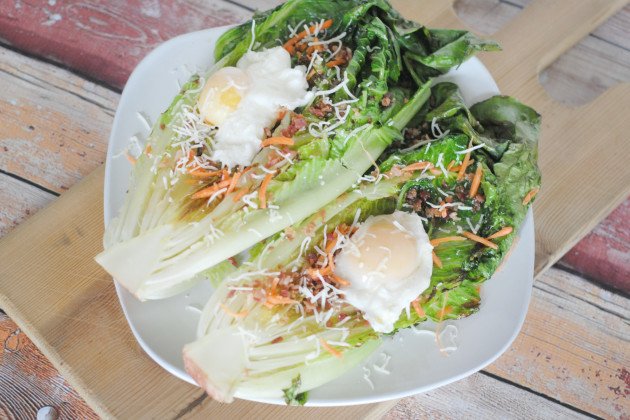 Grilled Romaine with Poached Eggs