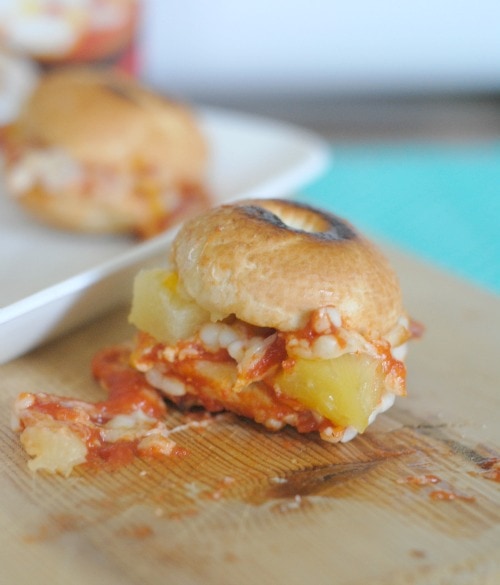 Hawaiian Pizza Bagel Bite Sliders
