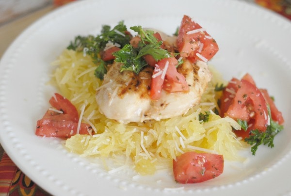 Bruschetta Chicken with Spaghetti Squash