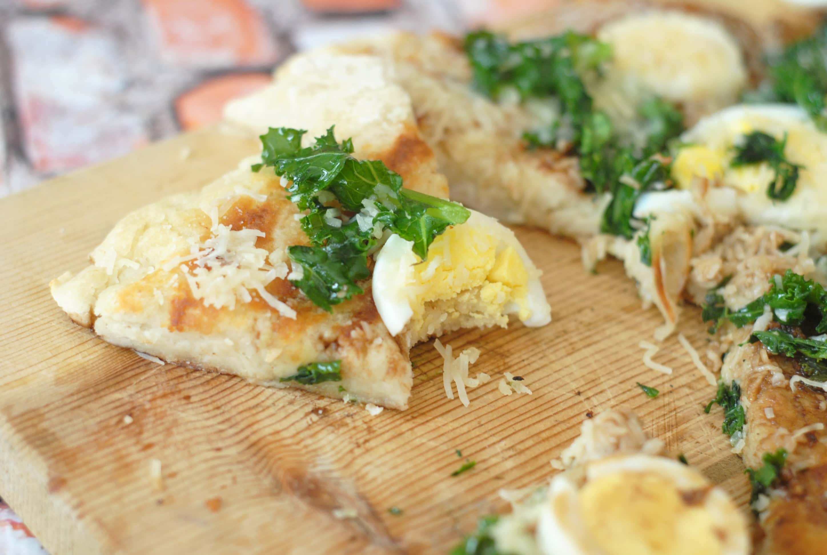Grilled Kale & Egg Topped Pizza