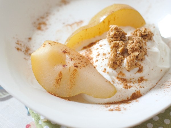 Cinnamon Topped Poached Pears