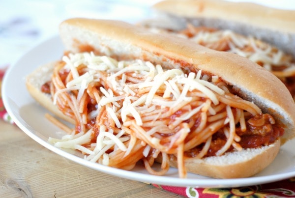 Spaghetti & Steak Sub Sandwiches