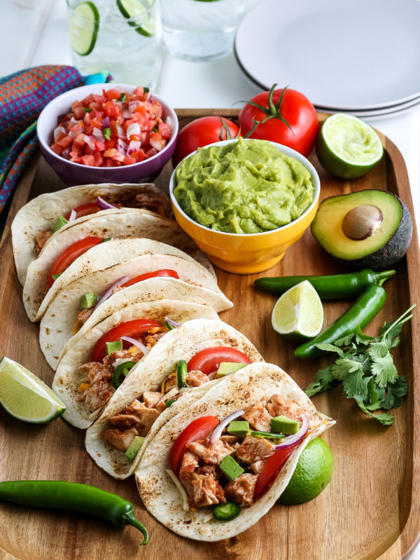 gluten free slow cooker chicken tacos ready to serve