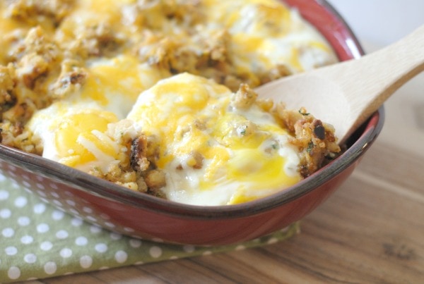 Egg Topped Cheesy Stuffing