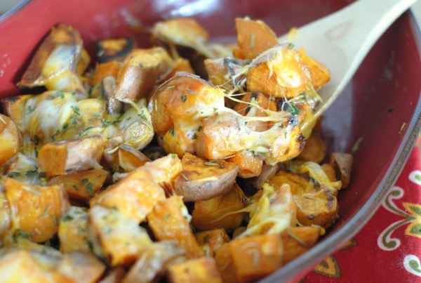 Cheesy Roasted Sweet Potatoes