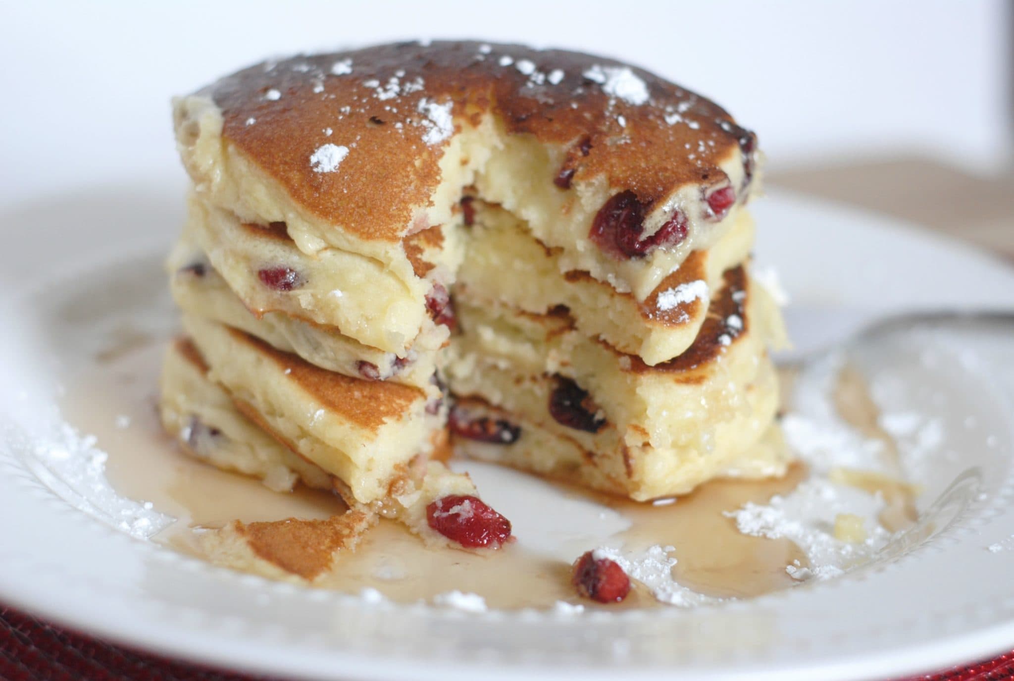 Cranberry White Chocolate Chip Pancakes