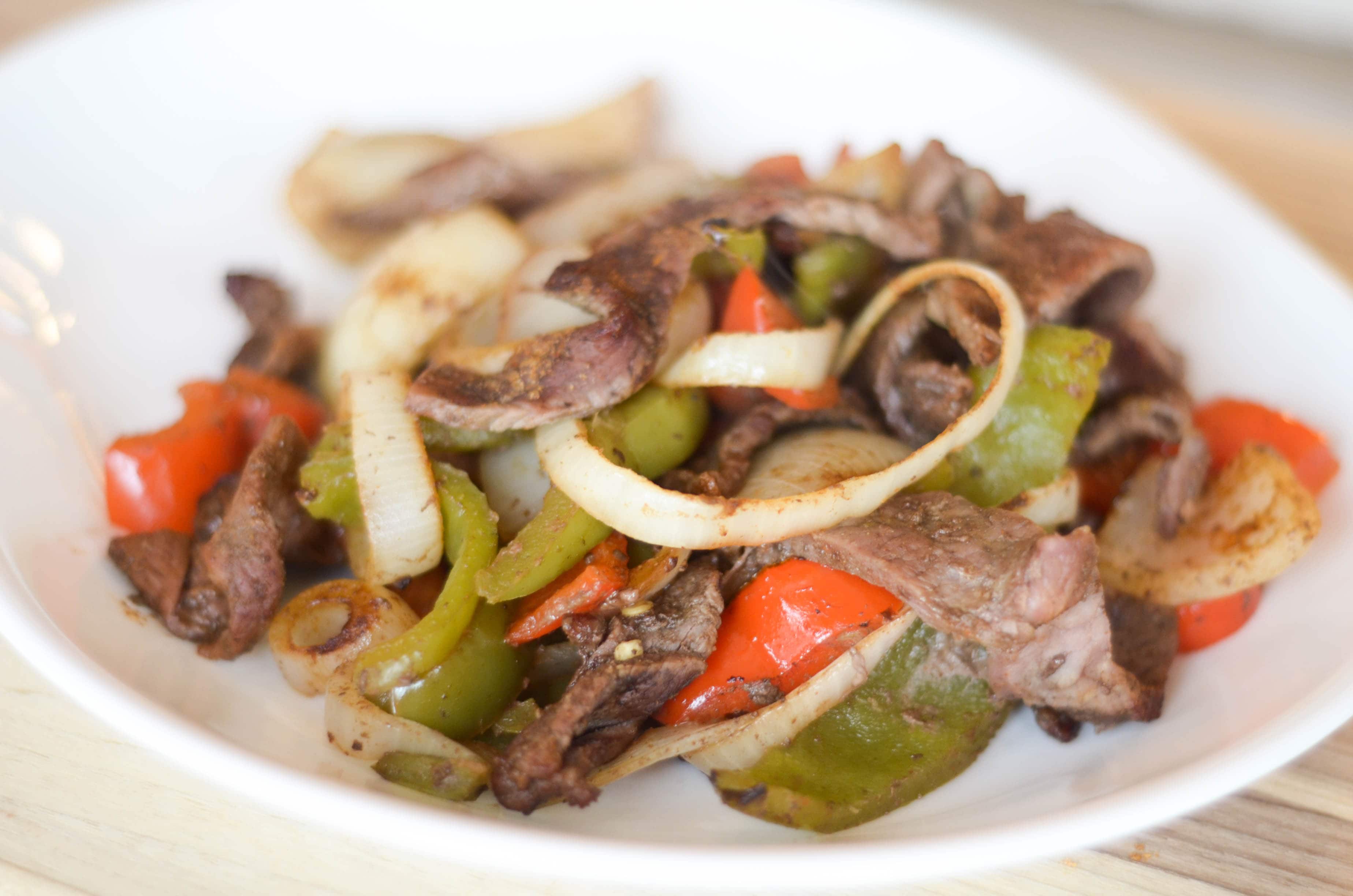 Oven Baked Beef Steak Fajitas
