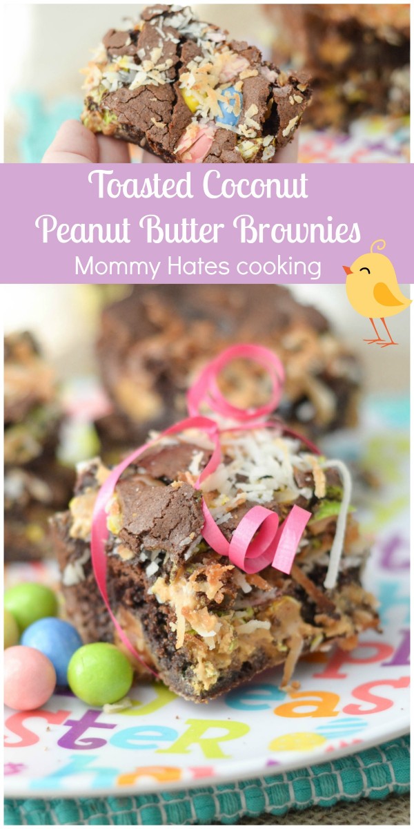Toasted Coconut Peanut Butter Brownies #HersheysEaster #ad