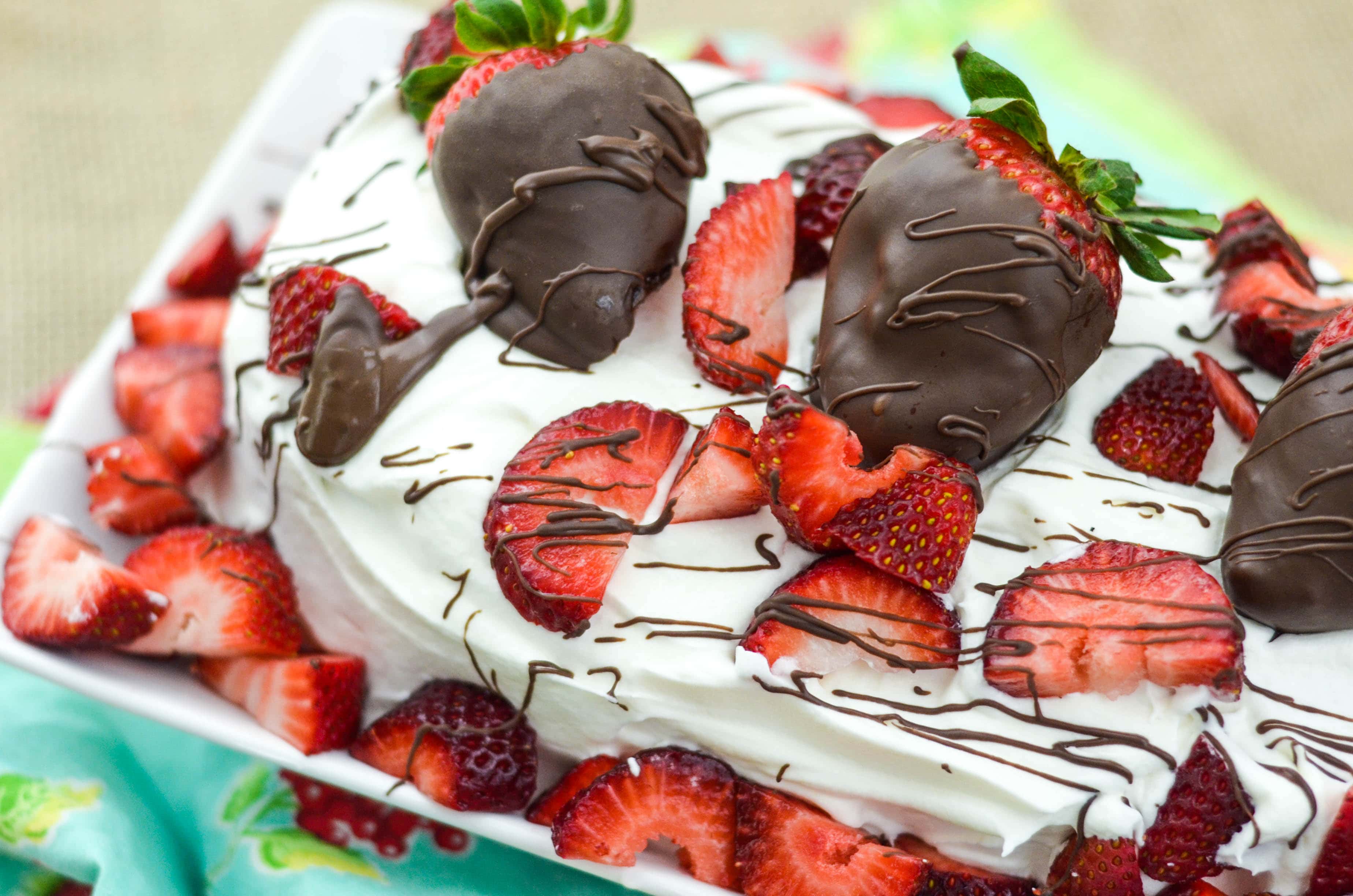No Bake Chocolate Covered Strawberry Cake