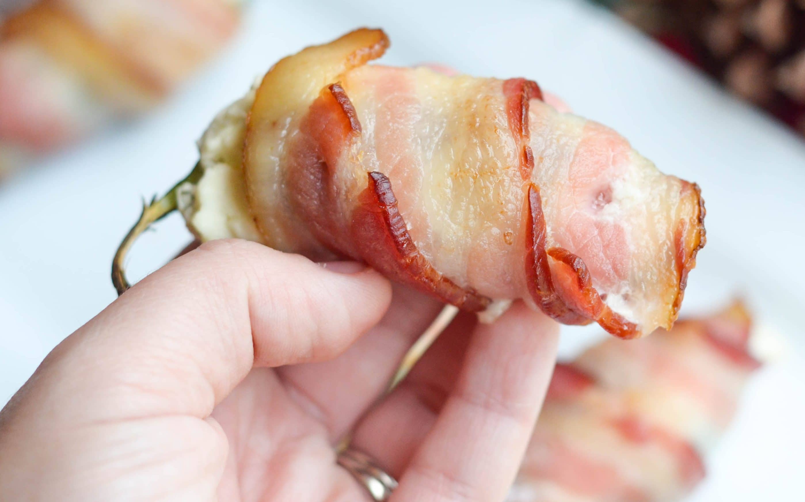 Bacon Wrapped Stuffed Peppers & Tangy Sausages