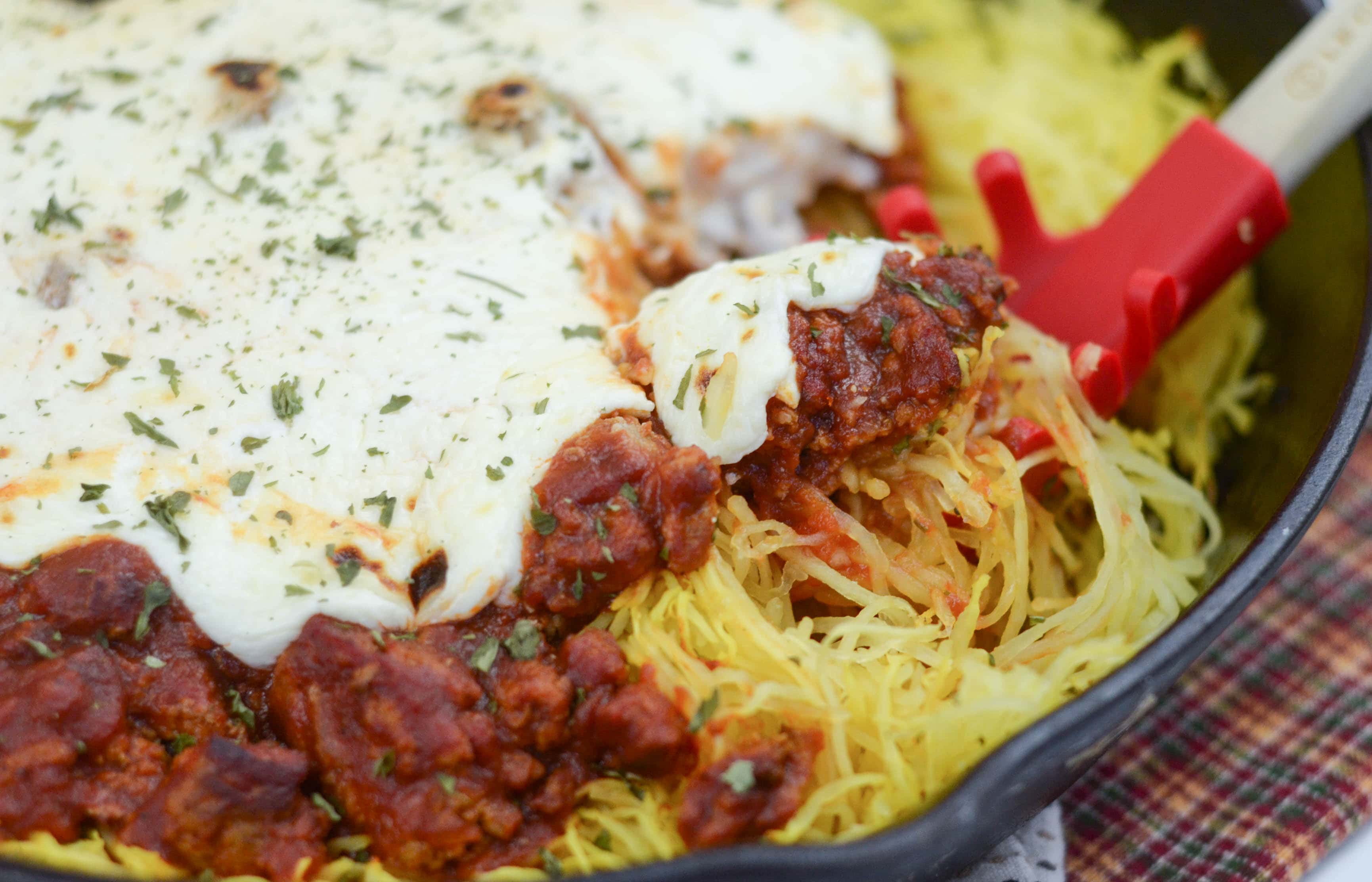 Cheesy Meaty Spaghetti Squash