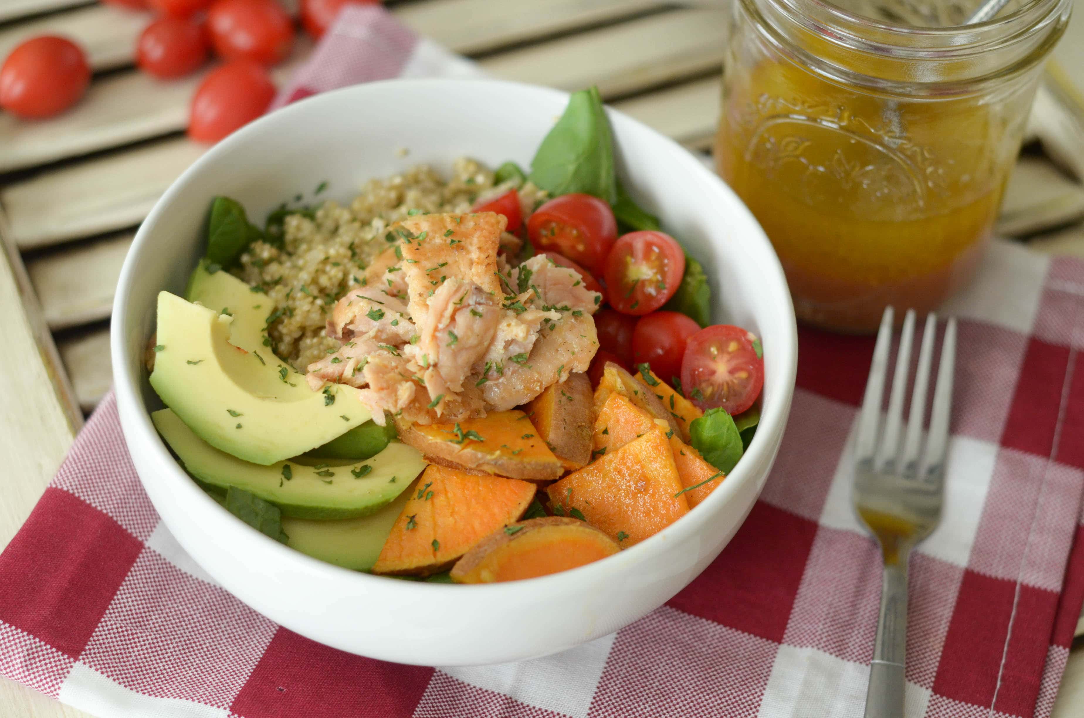 Roasted Sweet Potato & Salmon Quinoa Bowl