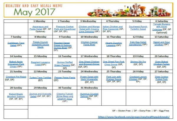 Healthy Dinner Meal Plan for May