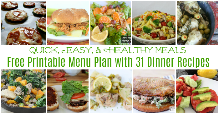 Healthy Menu Plan for July