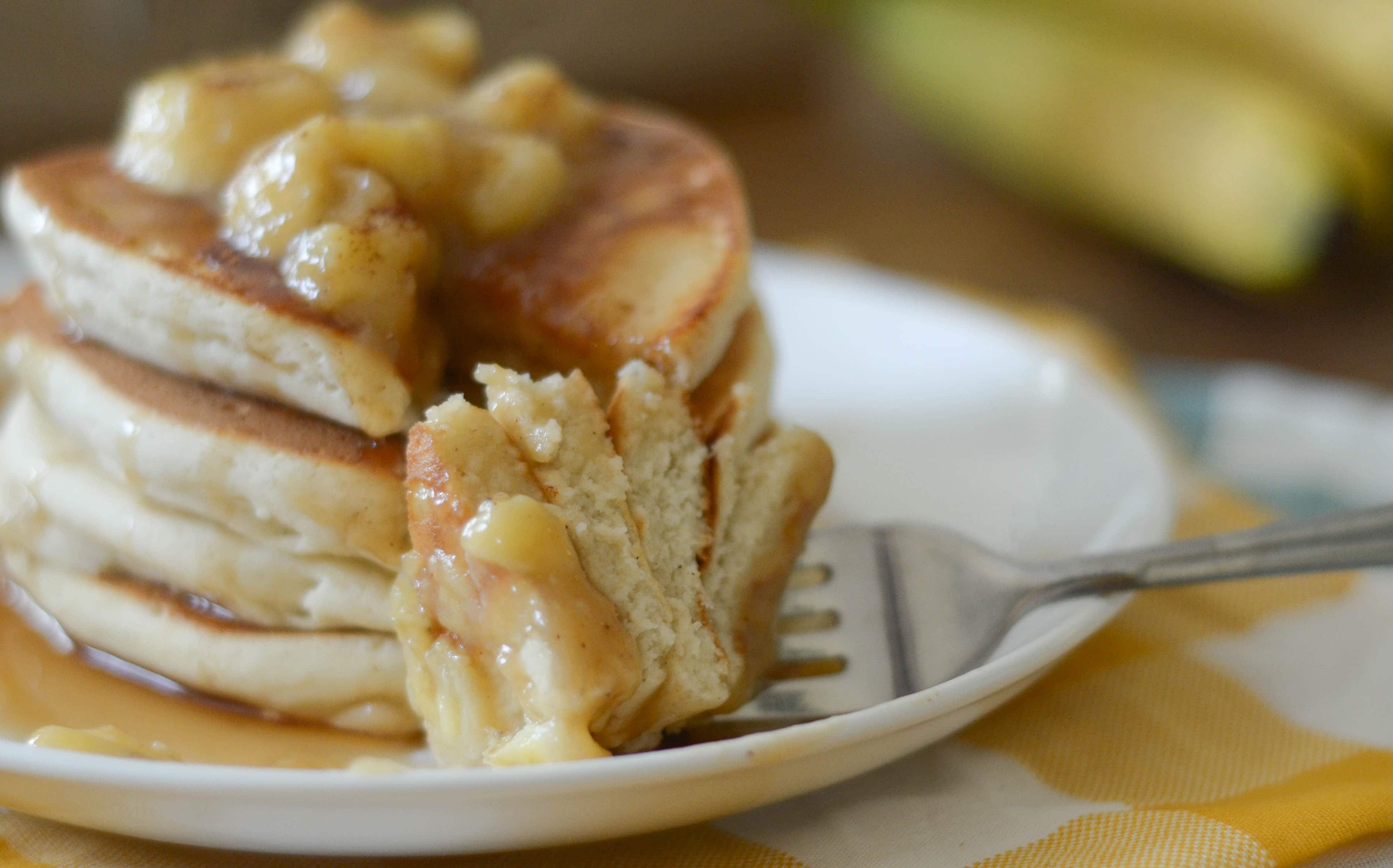 Gluten Free Bananas Foster Pancakes