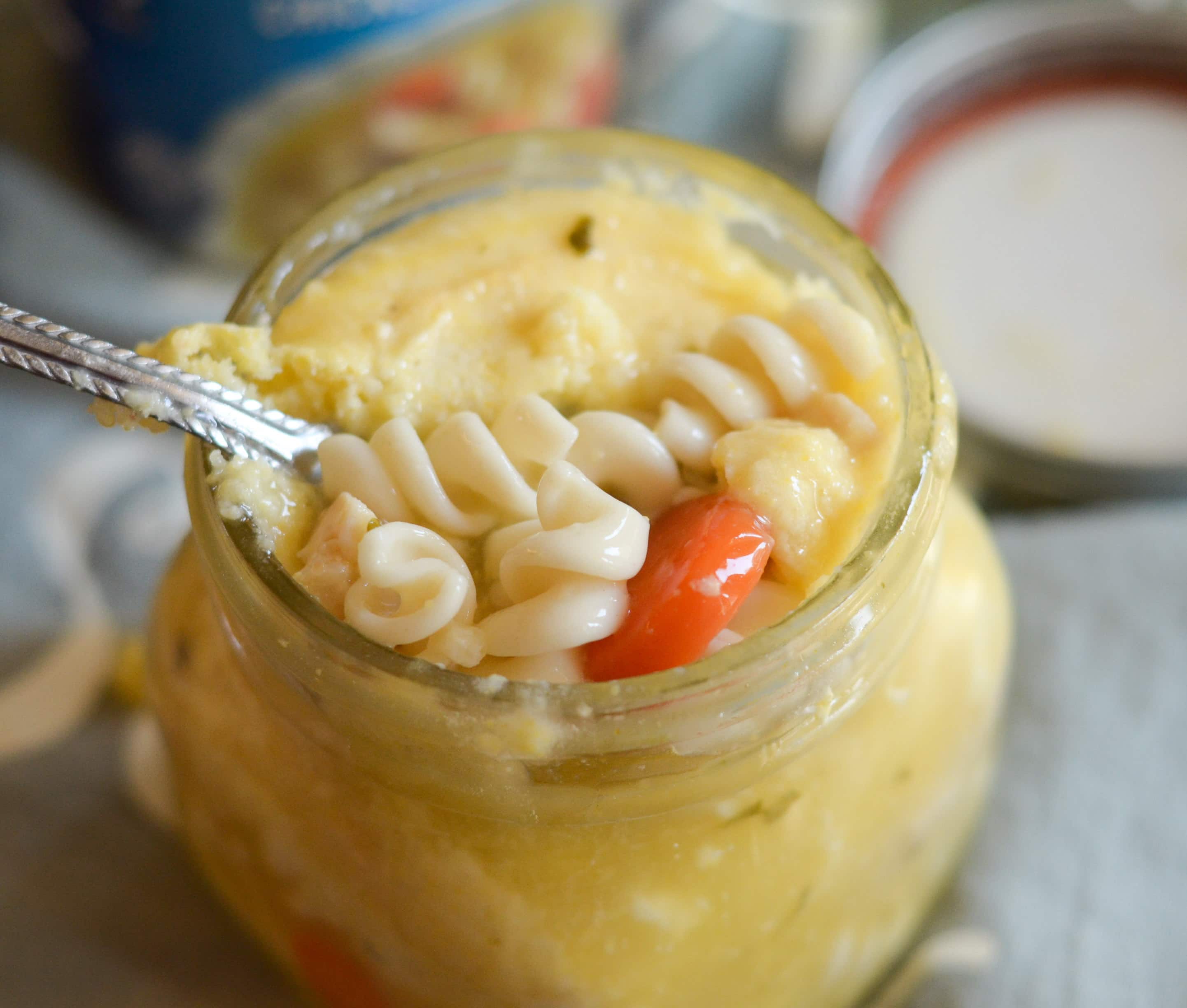 Cornbread Topped Soup in a Jar