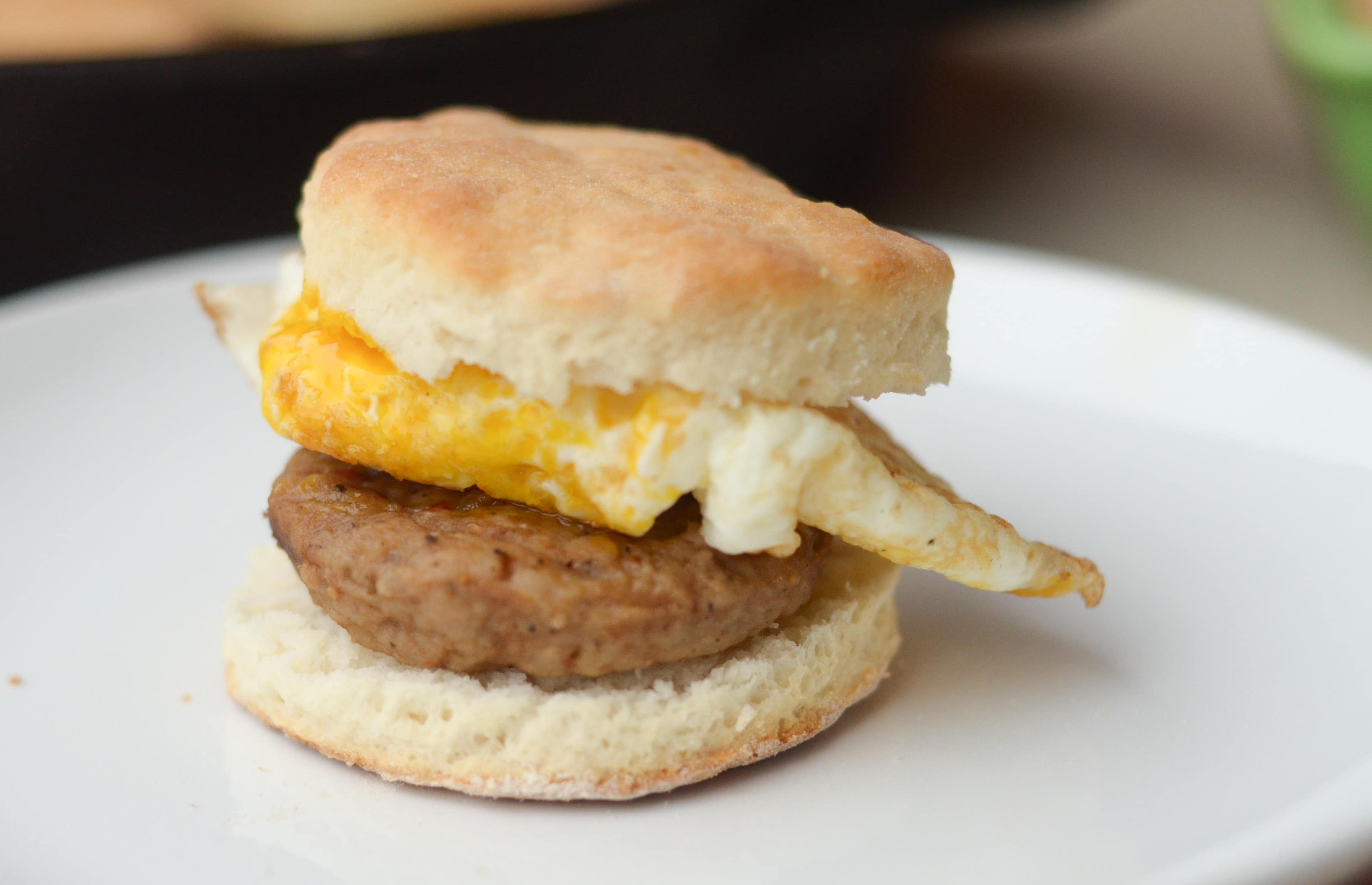 Homemade Buttermilk Biscuits with Sausage & Egg