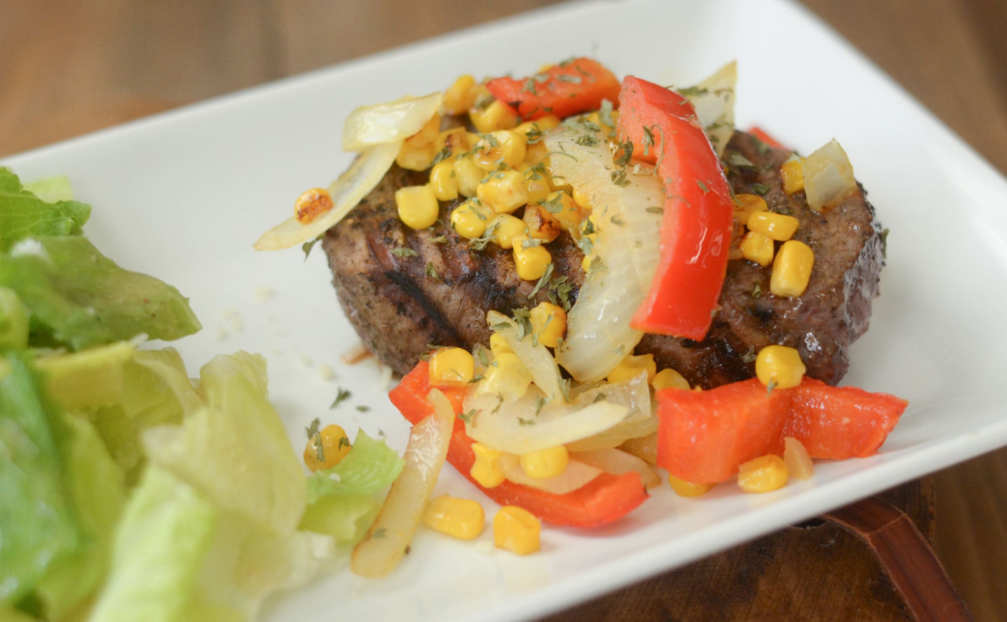 Veggie Topped Filet Mignon