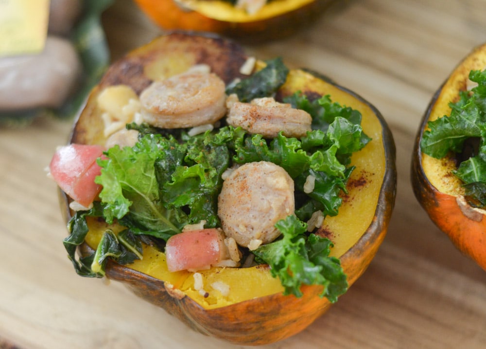 Chicken Sausage Stuffed Acorn Squash