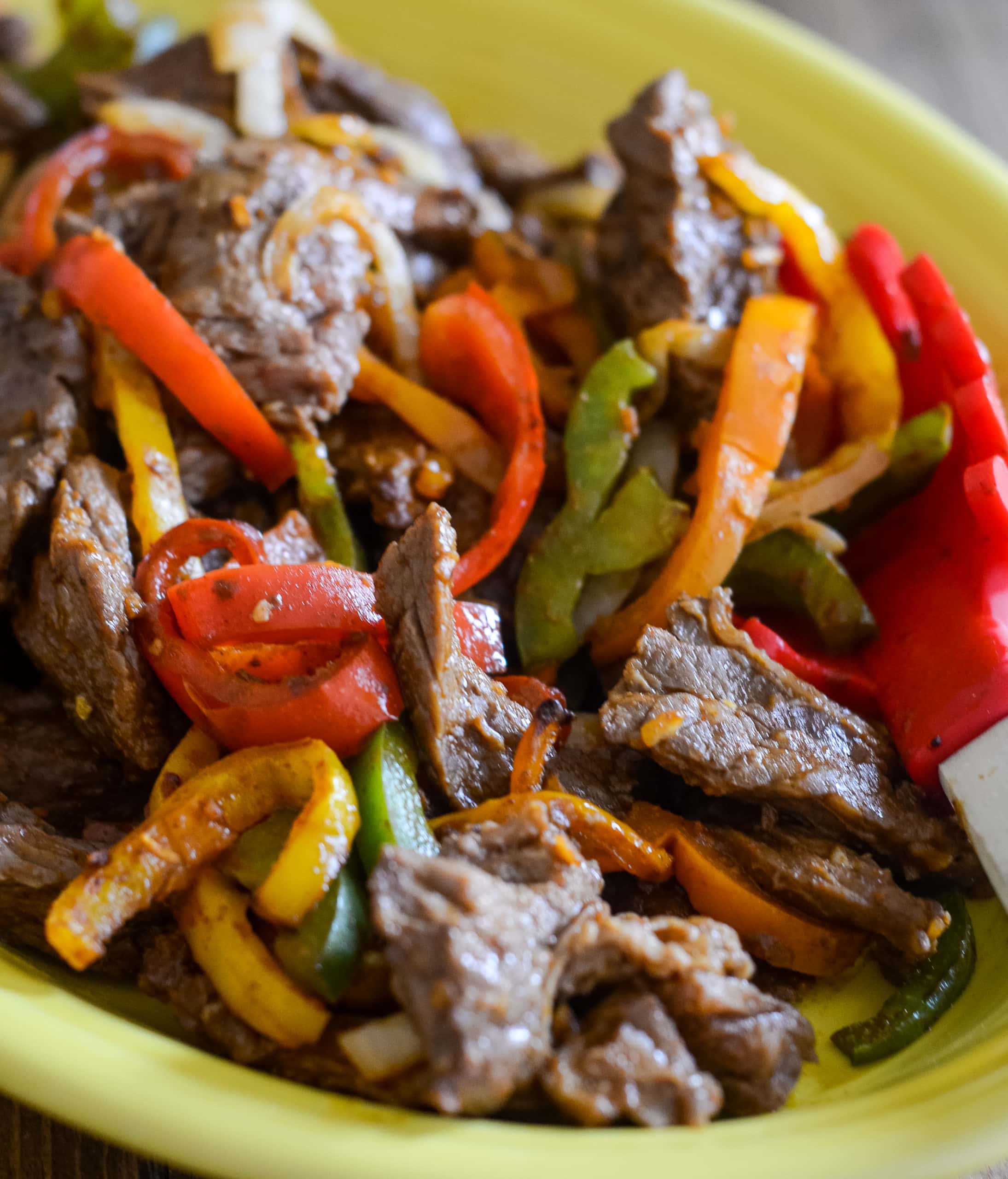 Air Fryer Steak Fajitas with Onions and Peppers