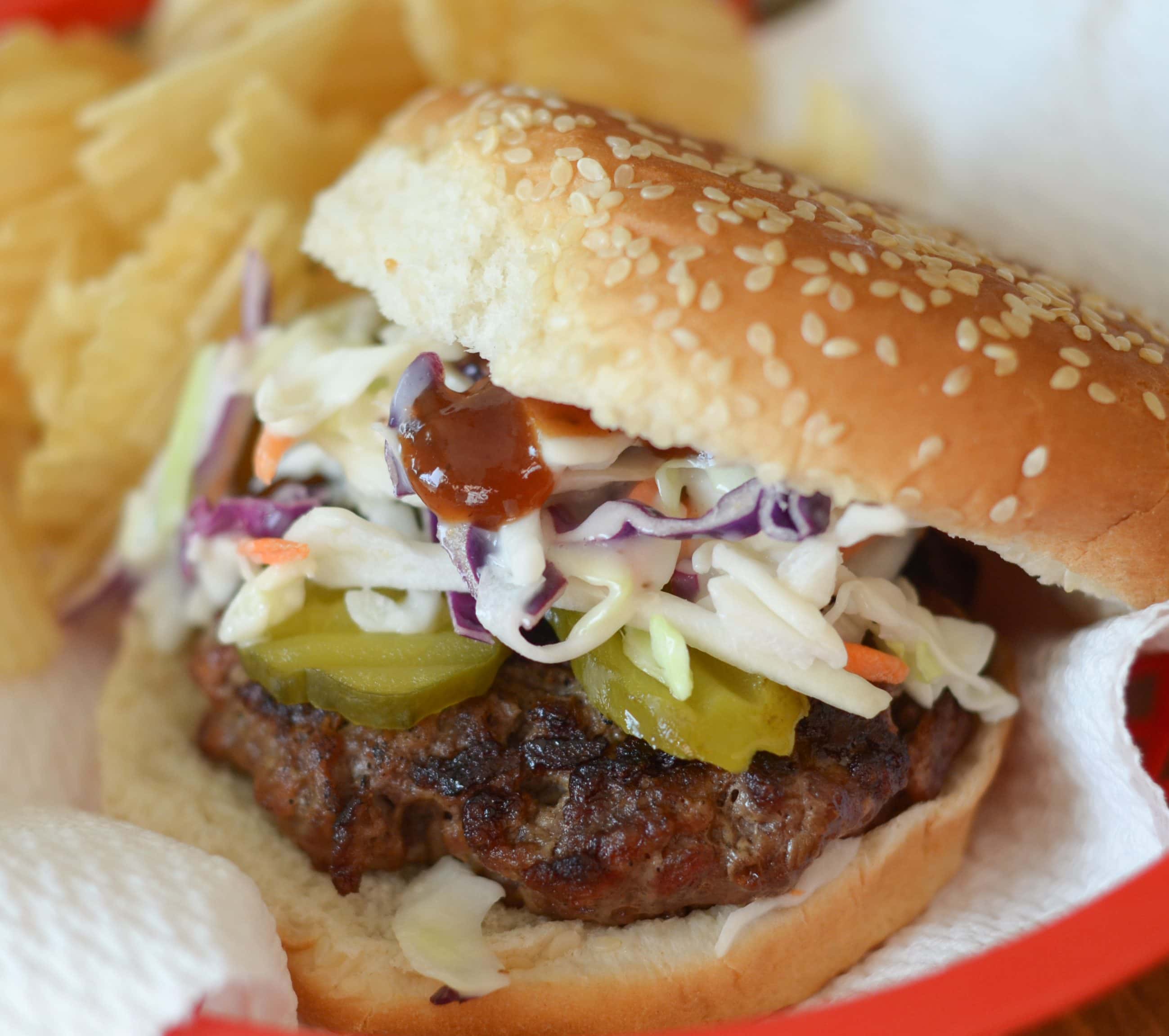 Grilled Barbecue Slaw Burgers