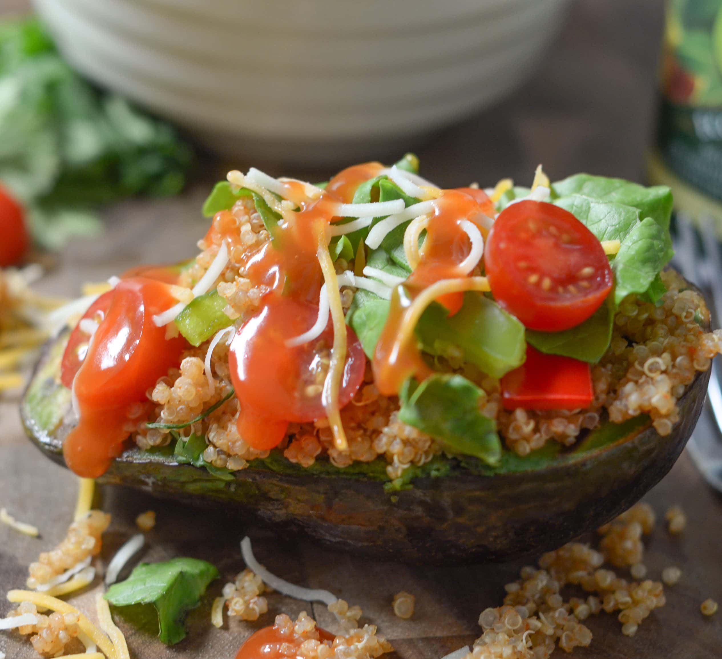 Taco Style Quinoa Stuffed Avocado
