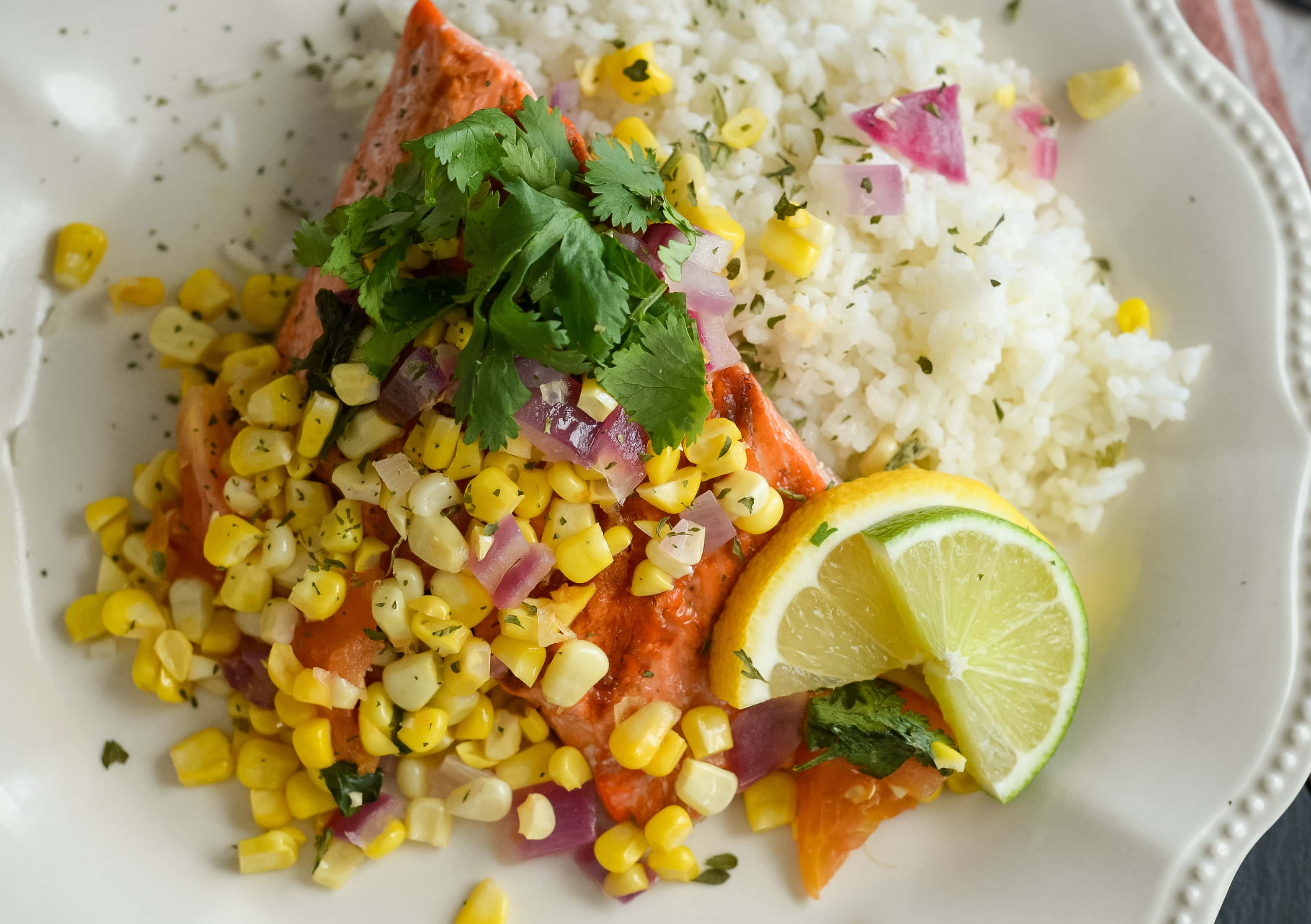 Grilled Salmon with Roasted Corn Salsa