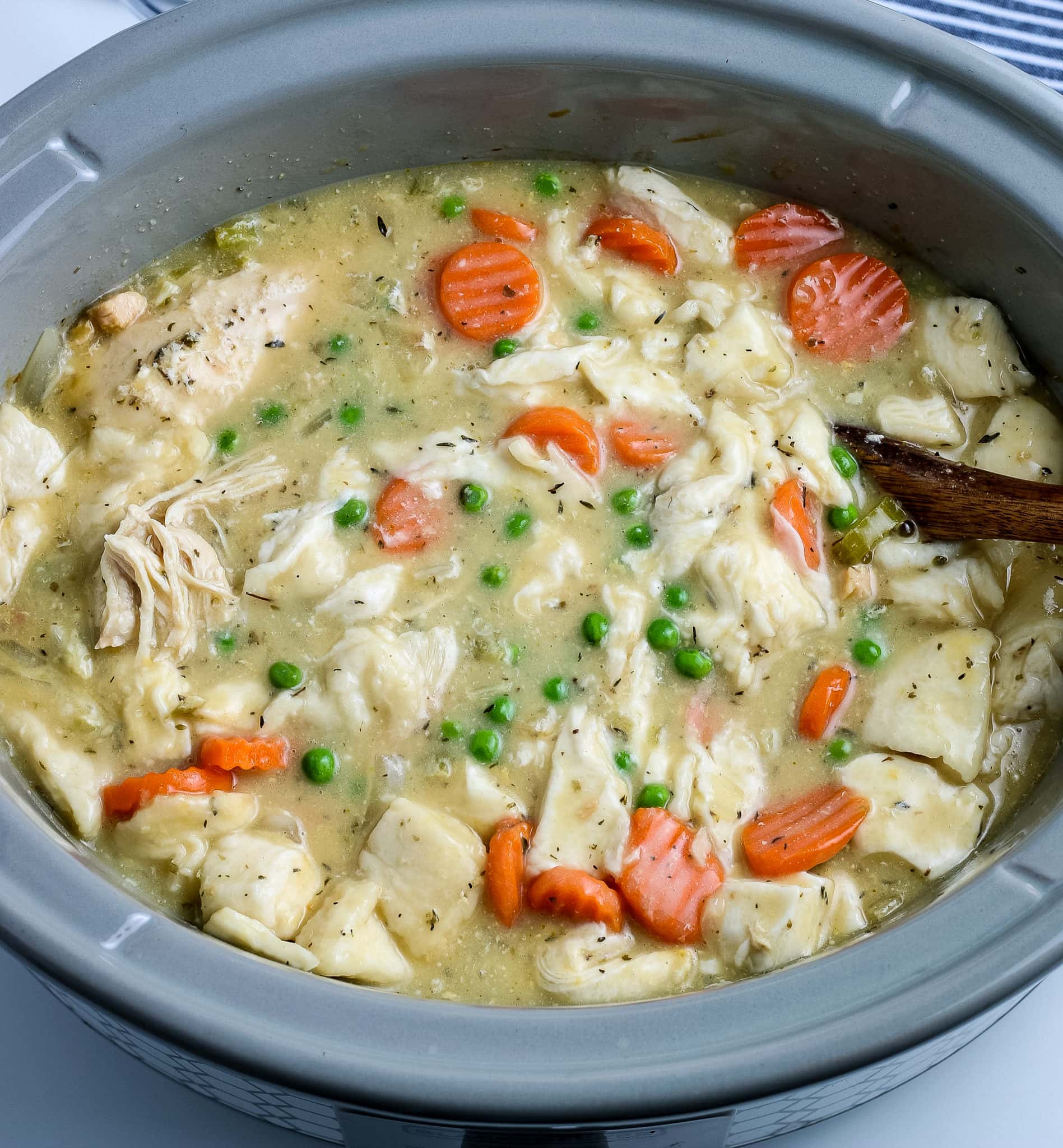 Crockpot Chicken and Dumplings with Biscuits