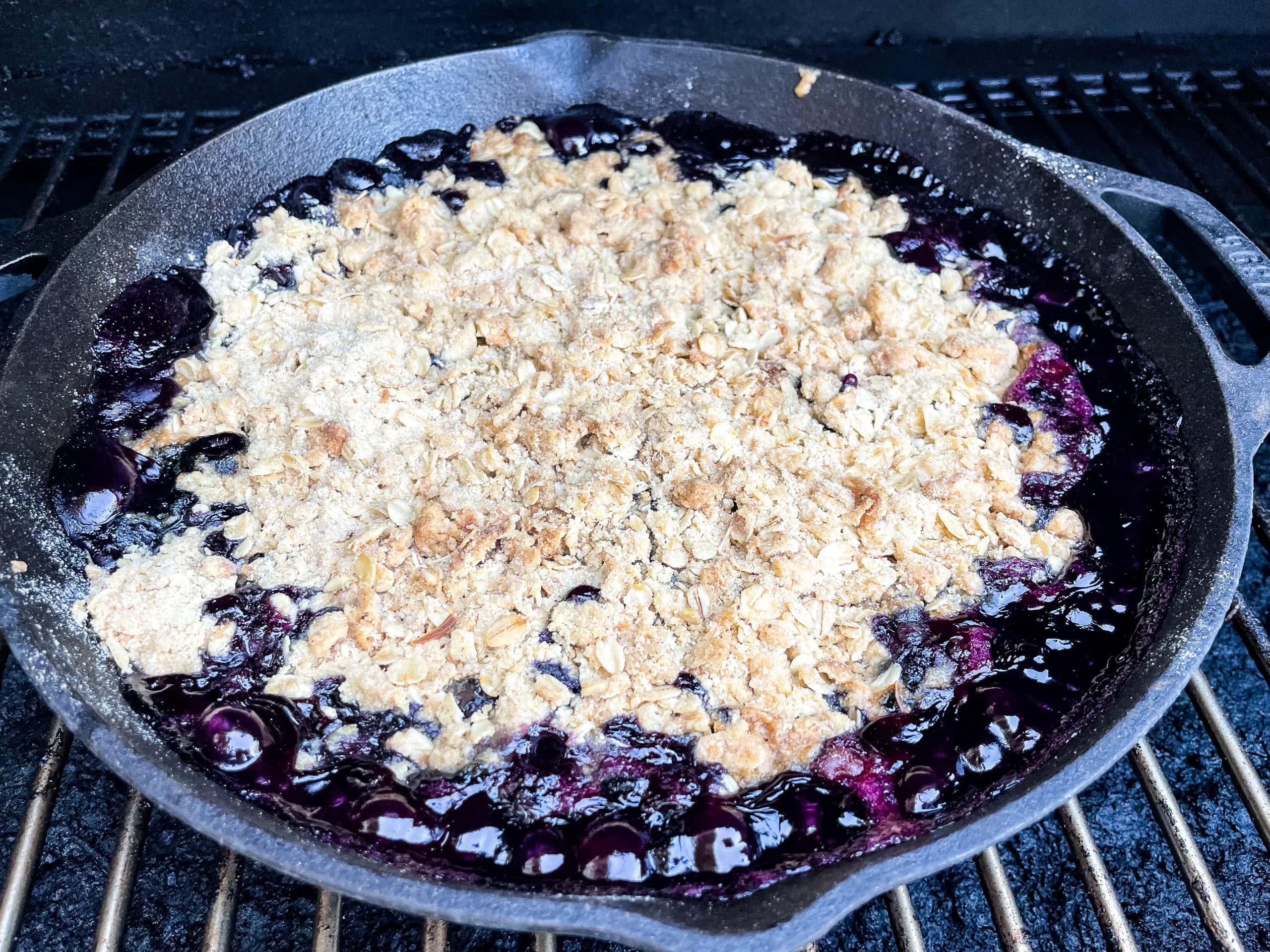 Grilled Blueberry Crisp (Pellet Grill Recipe)