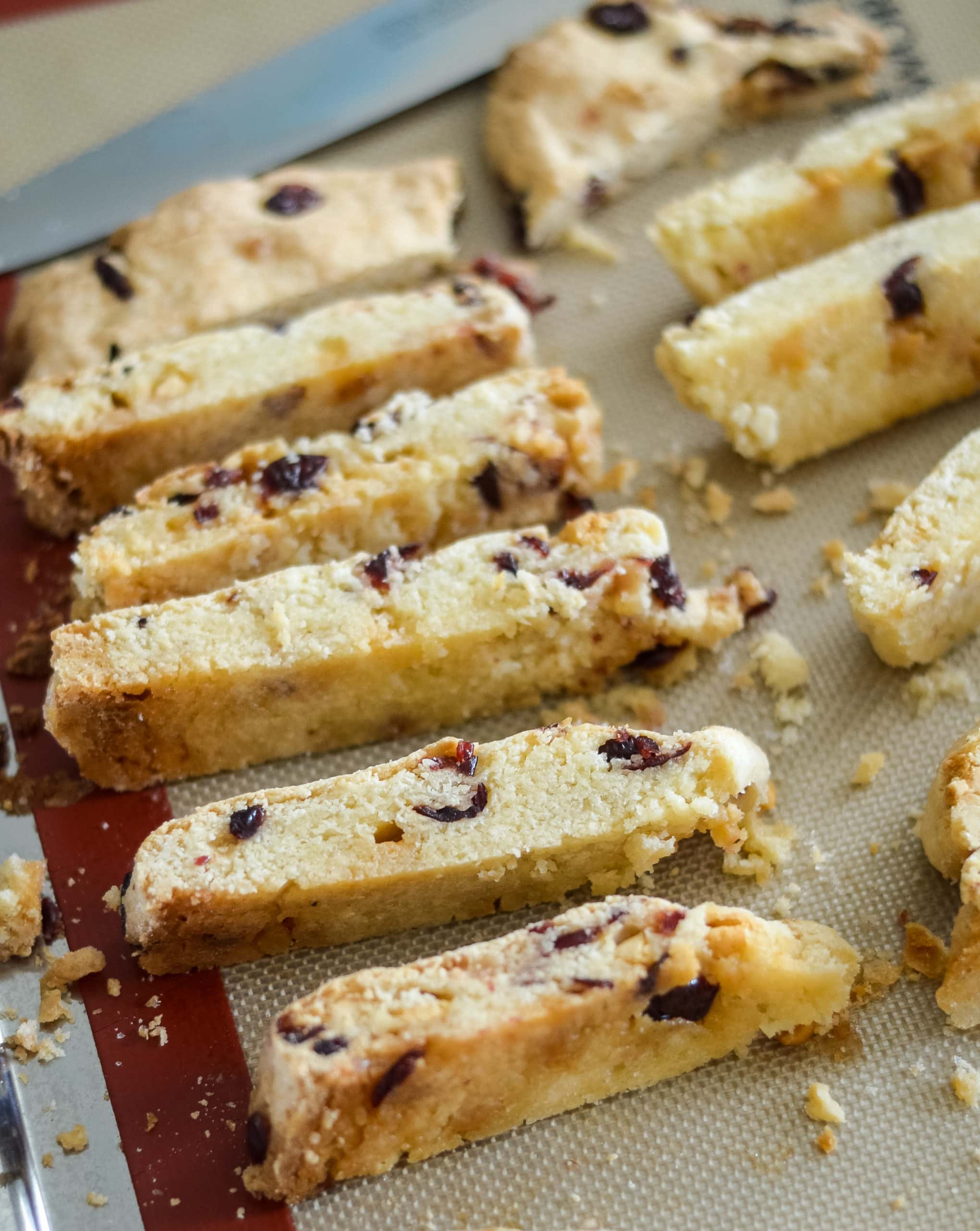 Gluten-Free White Chocolate Cranberry Biscotti