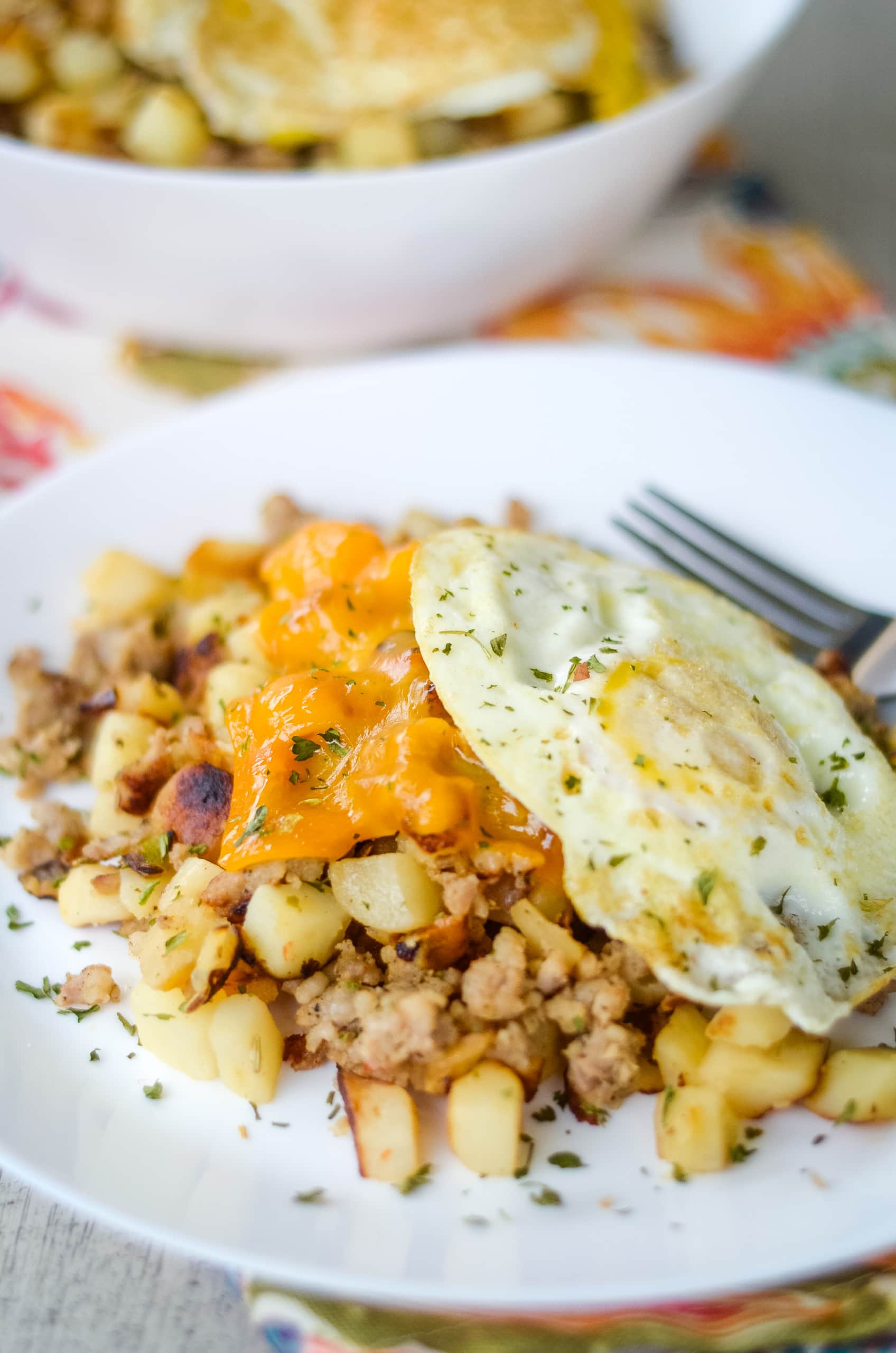 Cheesy Sausage and Egg Hash