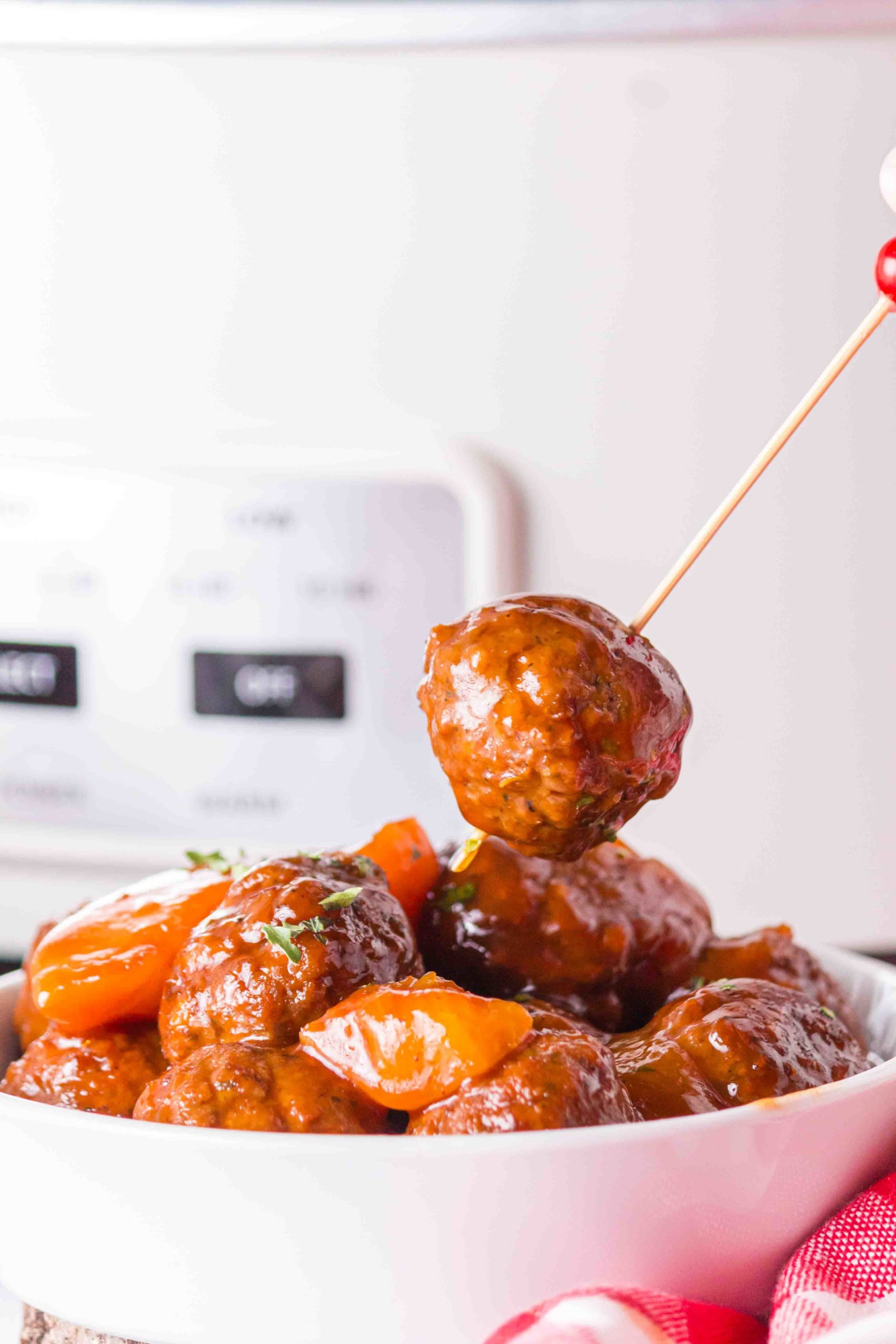 Slow Cooker BBQ Peach Meatballs
