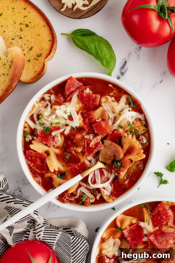 Comforting Crockpot Pizza Soup 2 slow cooker pizza soup