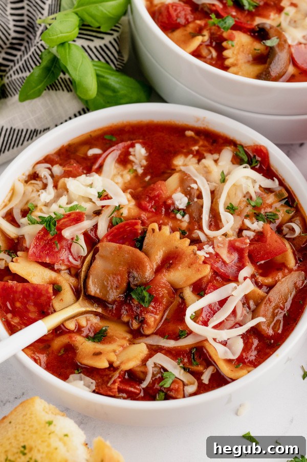 Comforting Crockpot Pizza Soup 6 slow cooker pizza soup