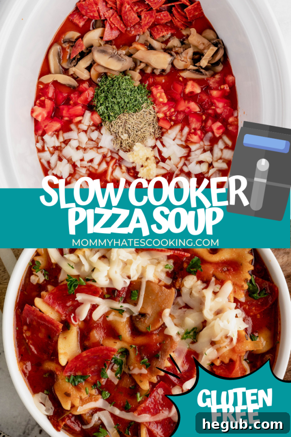 Comforting Crockpot Pizza Soup 9 slow cooker pizza soup